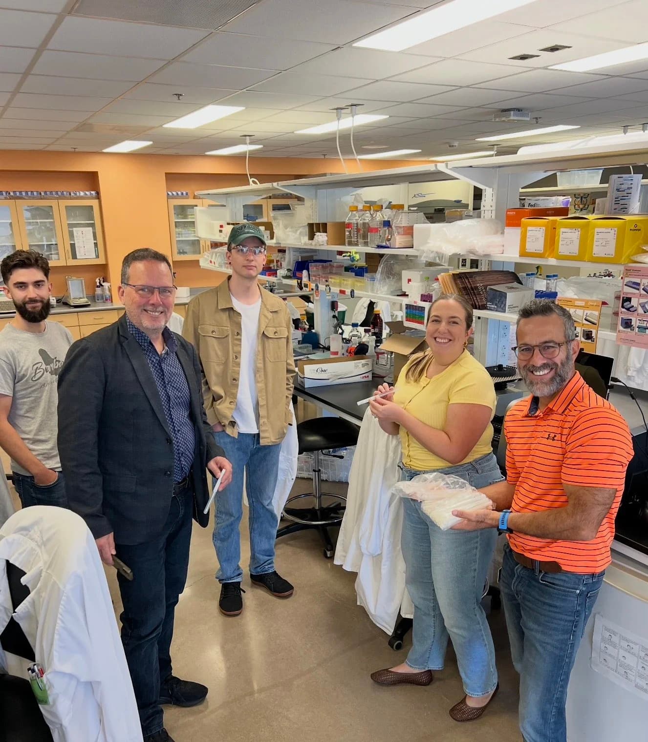 The NorthBound Advisory and AgroGene teams during a planning session in the laboratory